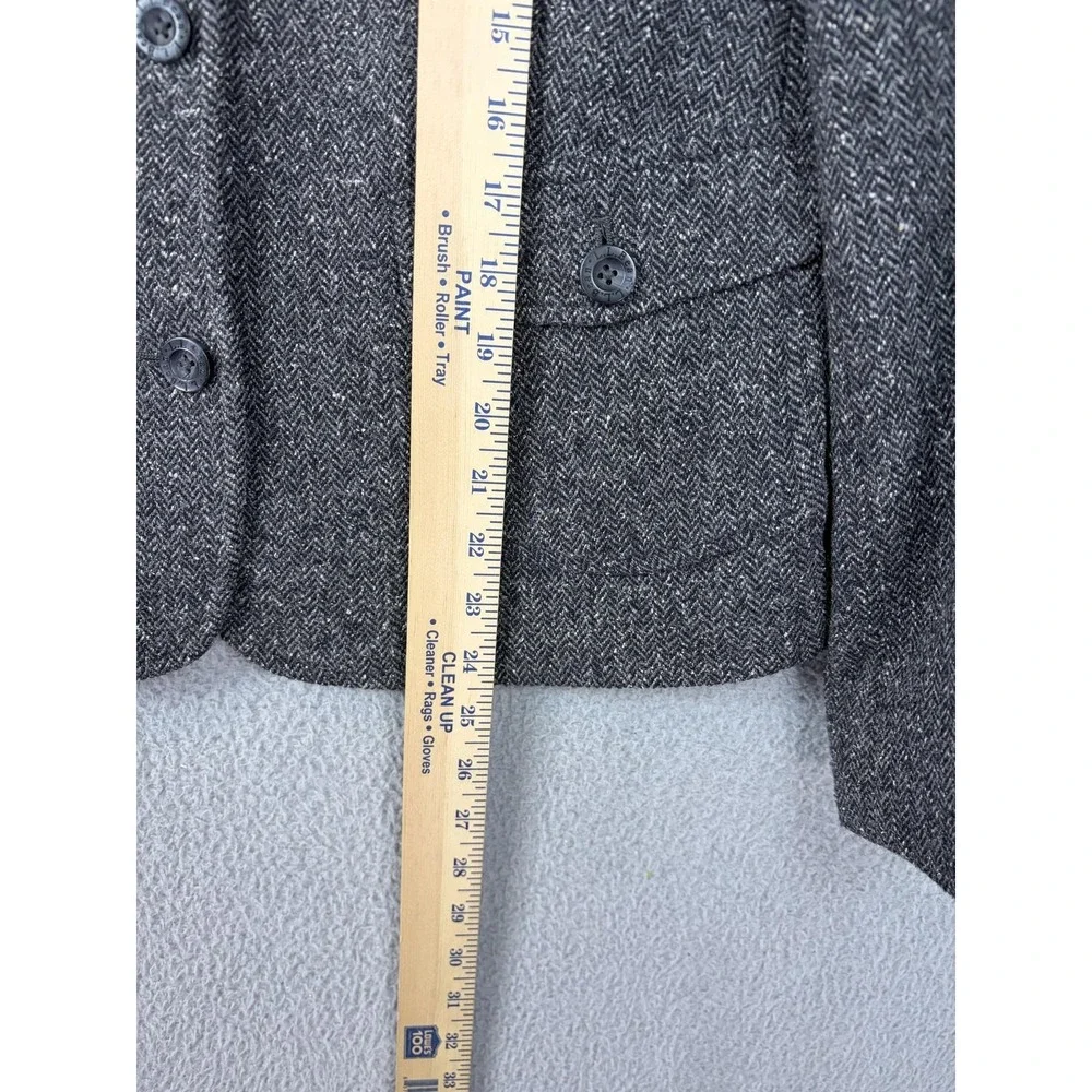 L.L. Bean Blazer Women Medium Gray Herringbone Wool Blend 3 Button Jacket Office